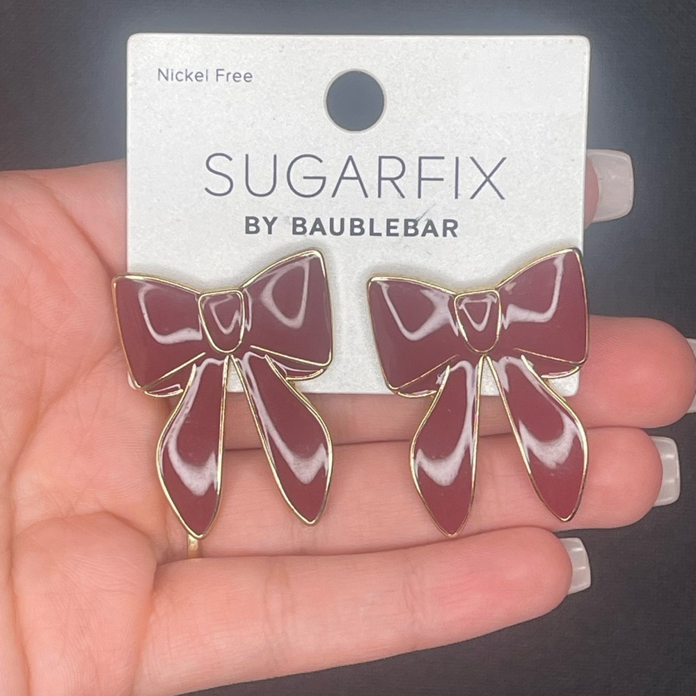 Sugarfix by BaubleBar Burgundy Bow Earrings